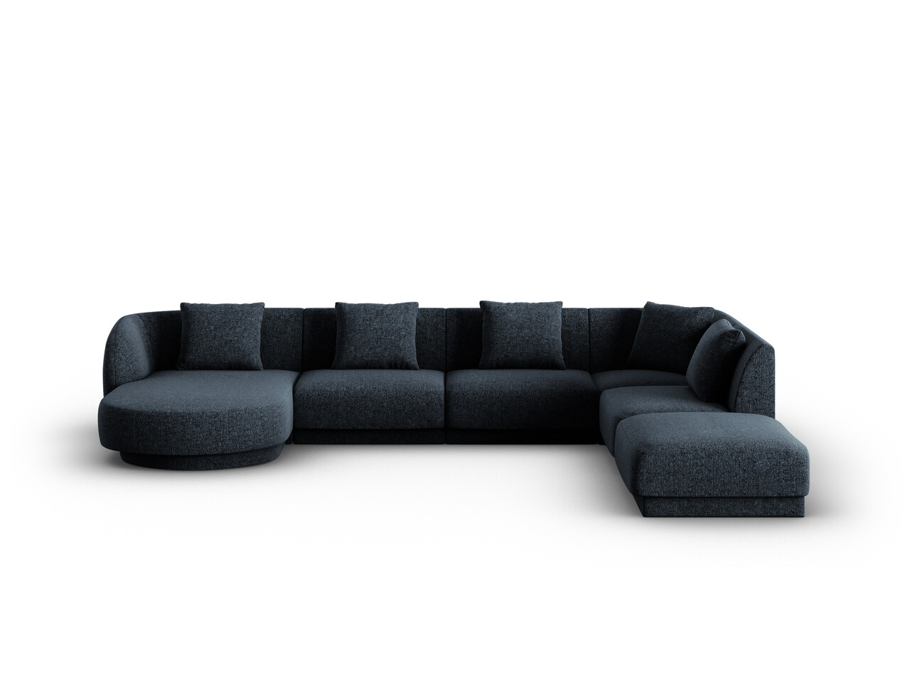 Coltar panoramic dreapta 6 locuri, Tulum, Cosmopolitan Design, 330x255x70 cm, tesatura chenille, albastru regal - imagine 6